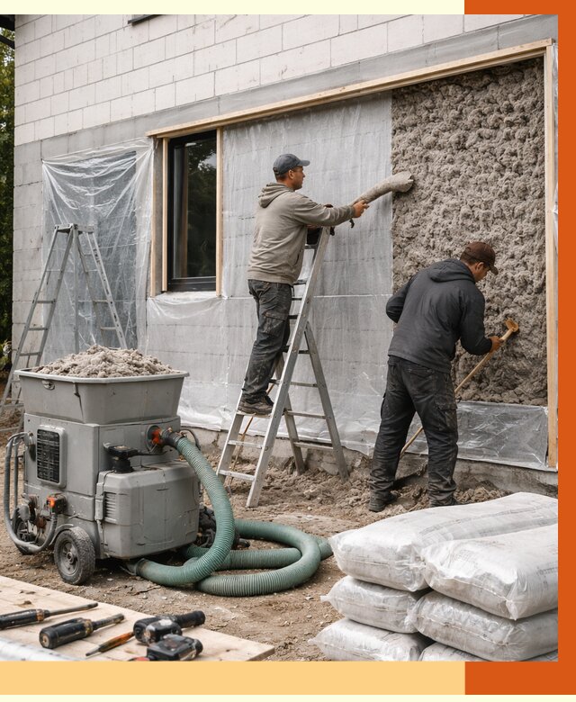 Утепление дома из газобетона эковатой в Рязани от 4621 руб./м2 | ТепломастерРзн