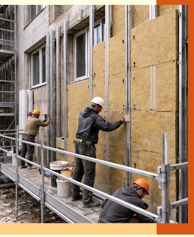 Утепление вентилируемого фасада в Рязани от 5750 руб/м2 — монтаж и утепление вентфасад | ТепломастерРзн